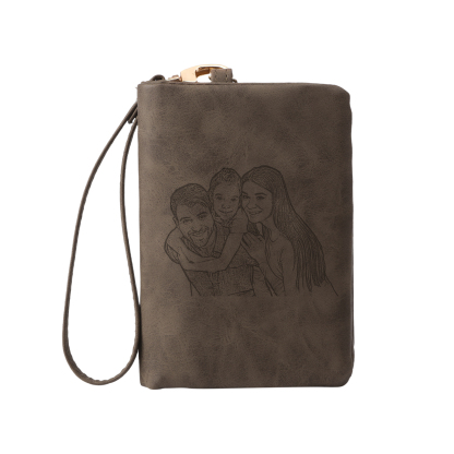 Damen Personalisierter Name & Geburtsblume PU Leder Geldbörse 