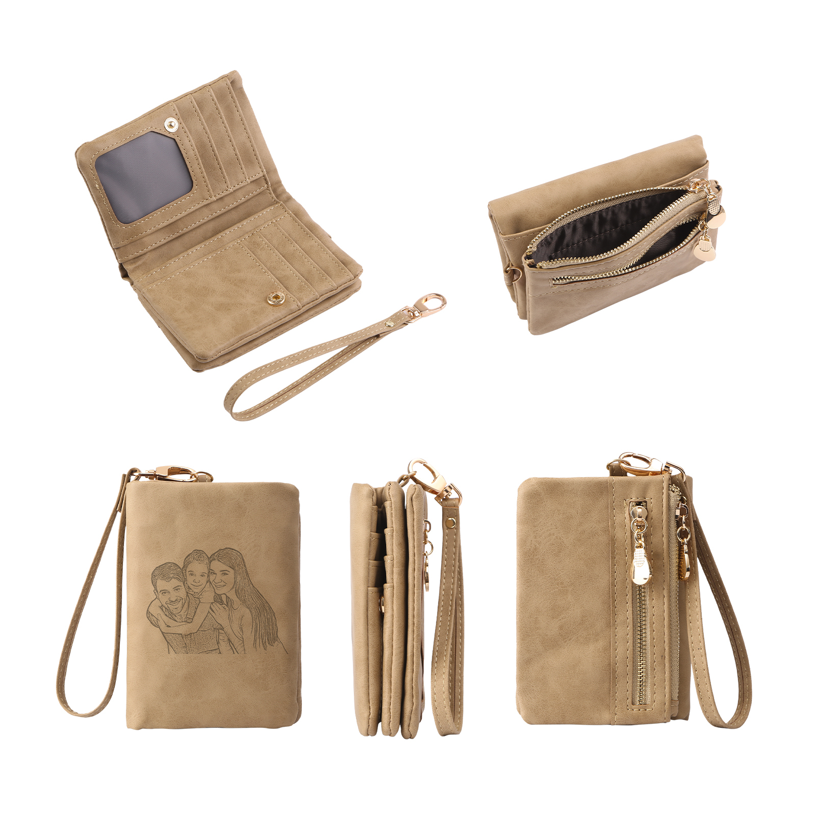 Damen Personalisierter Name & Geburtsblume PU Leder Geldbörse