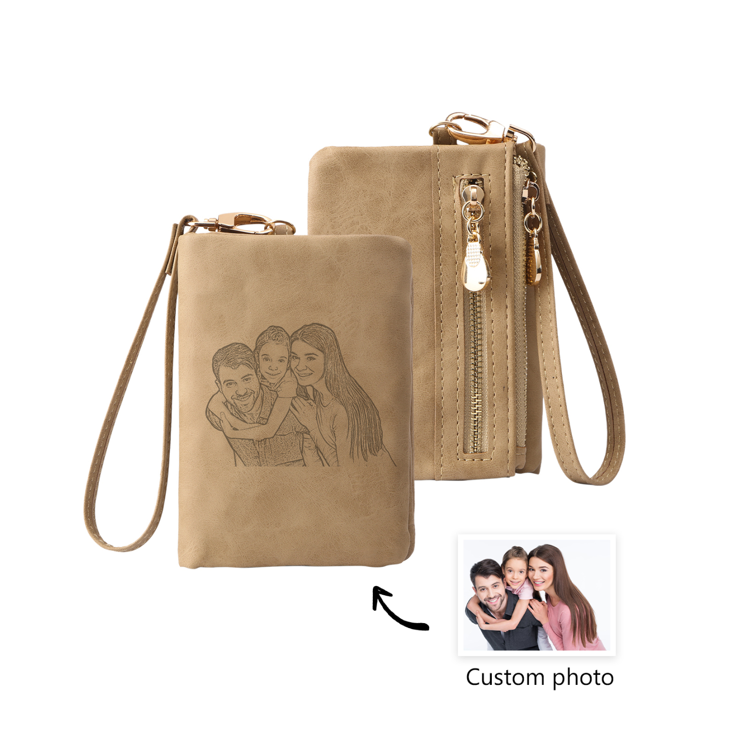 Damen Personalisierter Name & Geburtsblume PU Leder Geldbörse