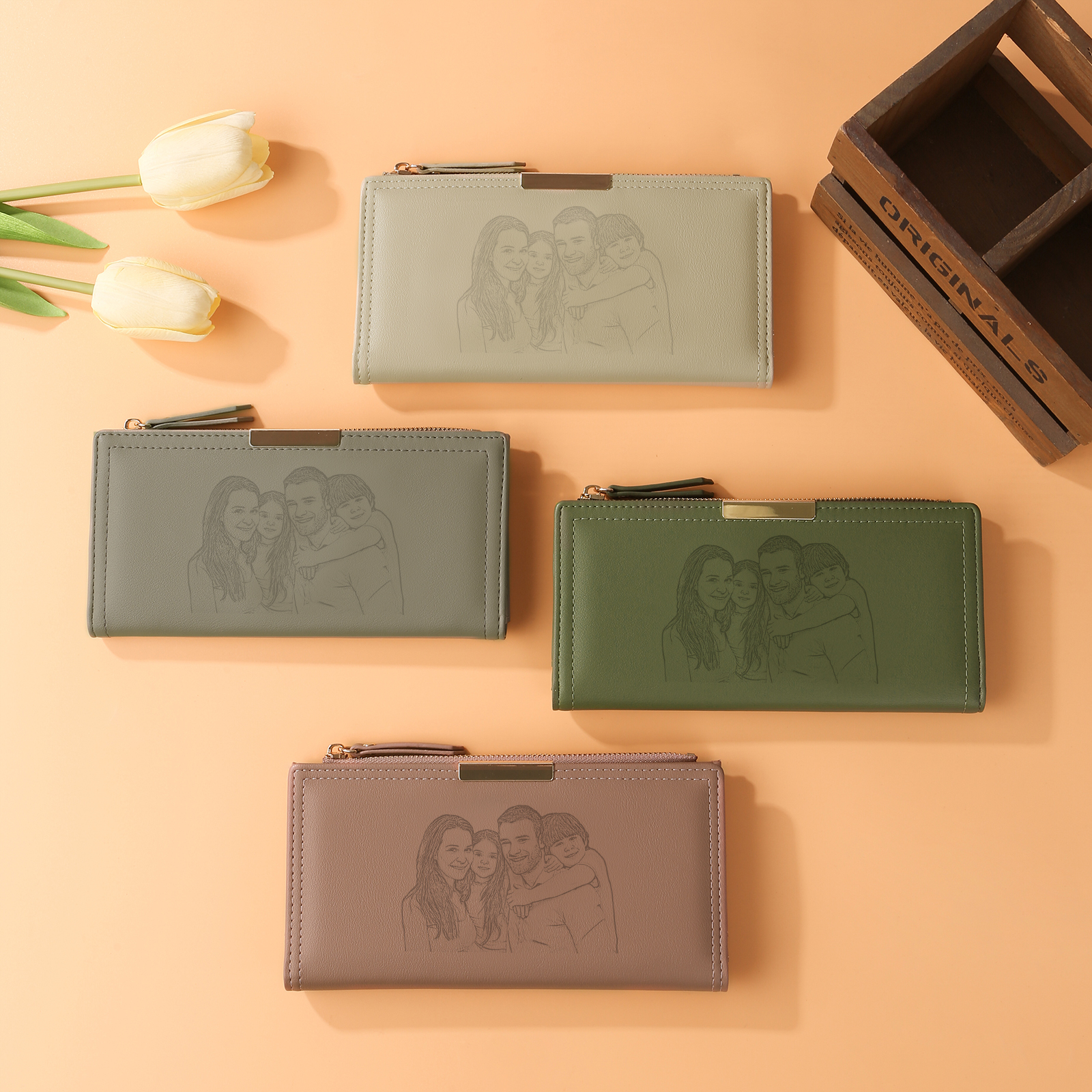 Personalisiertes Foto PU Leder Lange Portemonnaie Geldbörse