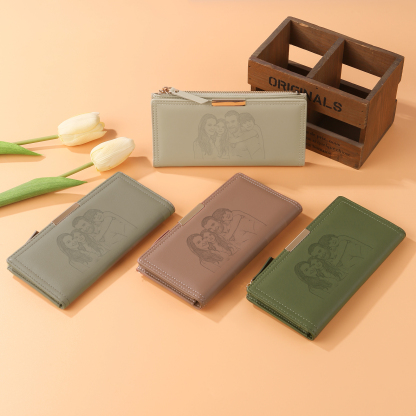 Personalisiertes Foto PU Leder Lange Portemonnaie Geldbörse