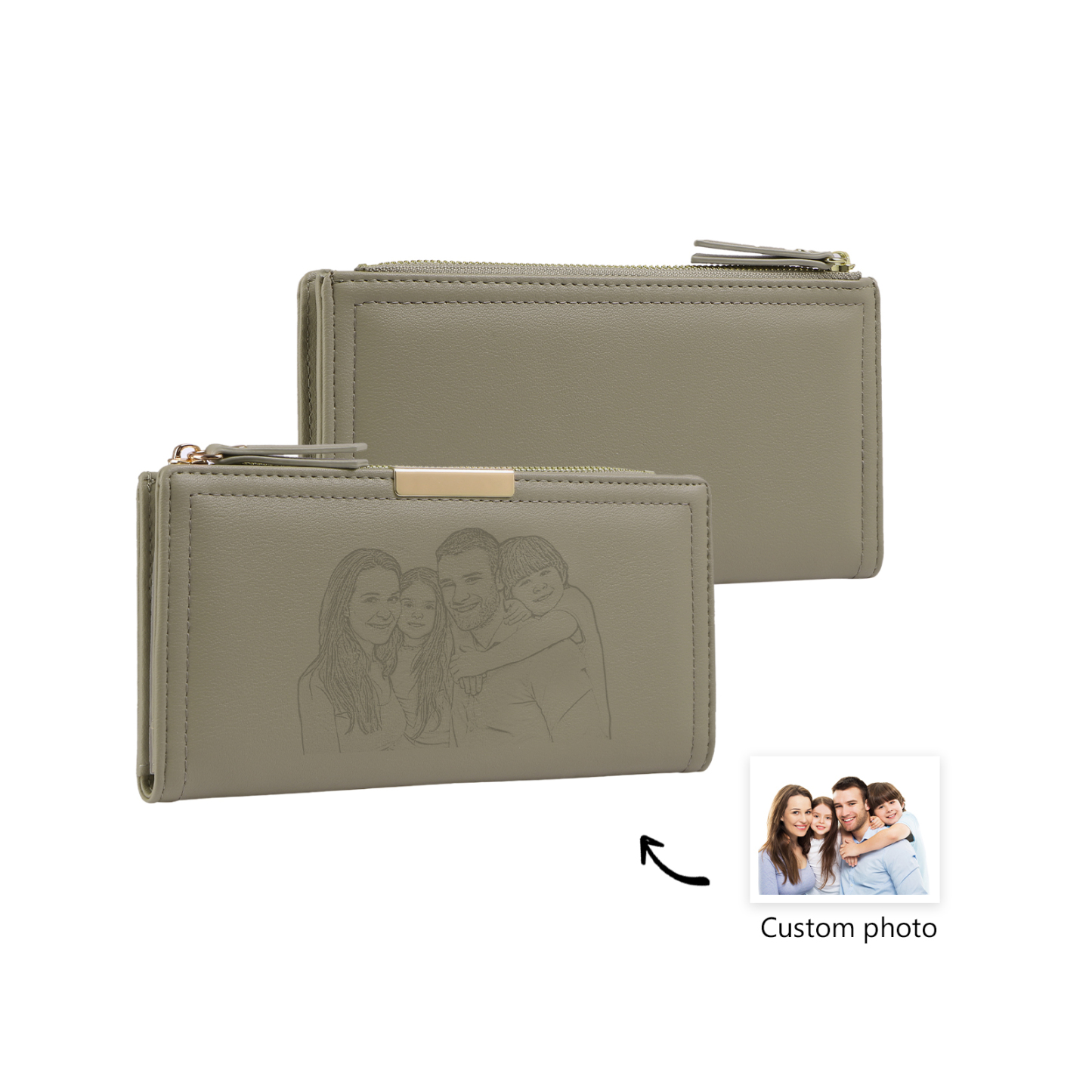 Kettenmachen Damen Personalisiertes Foto PU Leder Lange Portemonnaie Geldbörse Klappgeldbörse mit Reißverschluss 24.99