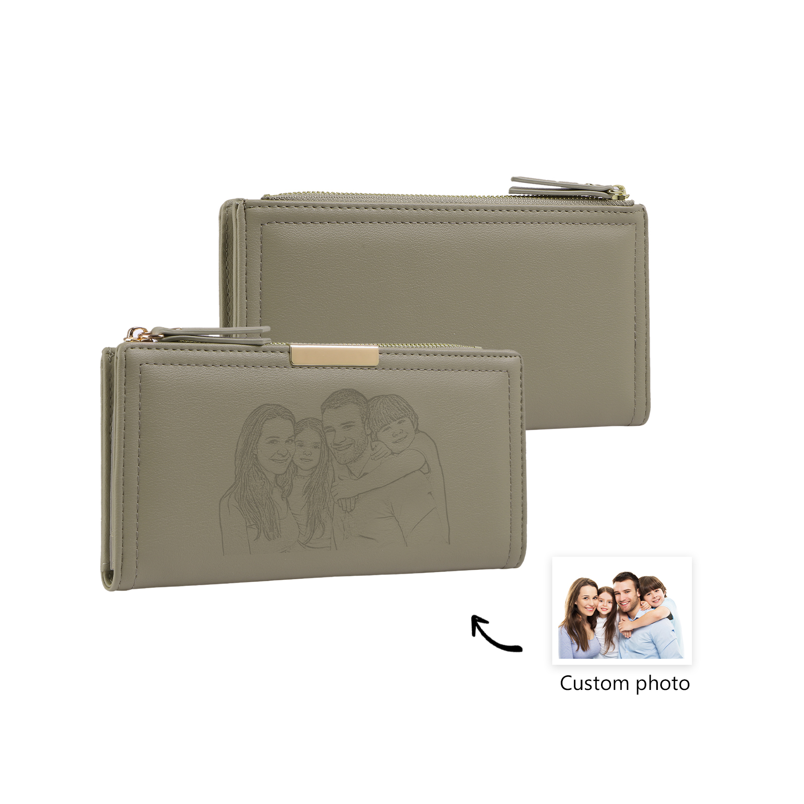 Kettenmachen Damen Personalisiertes Foto PU Leder Lange Portemonnaie Geldbörse Klappgeldbörse mit Reißverschluss 24.99