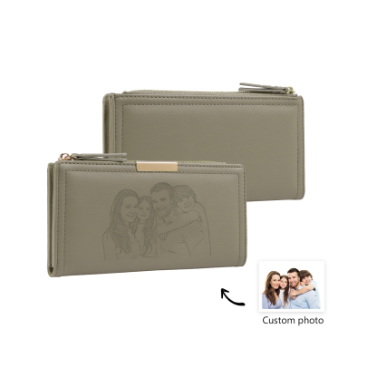 Kettenmachen Damen Personalisiertes Foto PU Leder Lange Portemonnaie Geldbörse Klappgeldbörse mit Reißverschluss 24.99