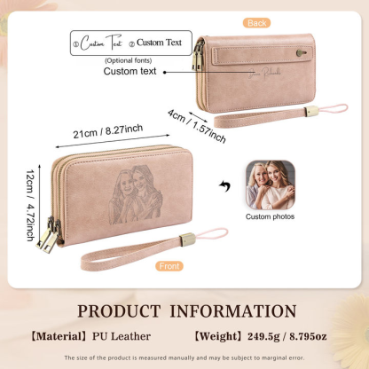 Personalisierte 1 Foto & Text PU-Leder Portemonnaie - Geldbörse für Damen