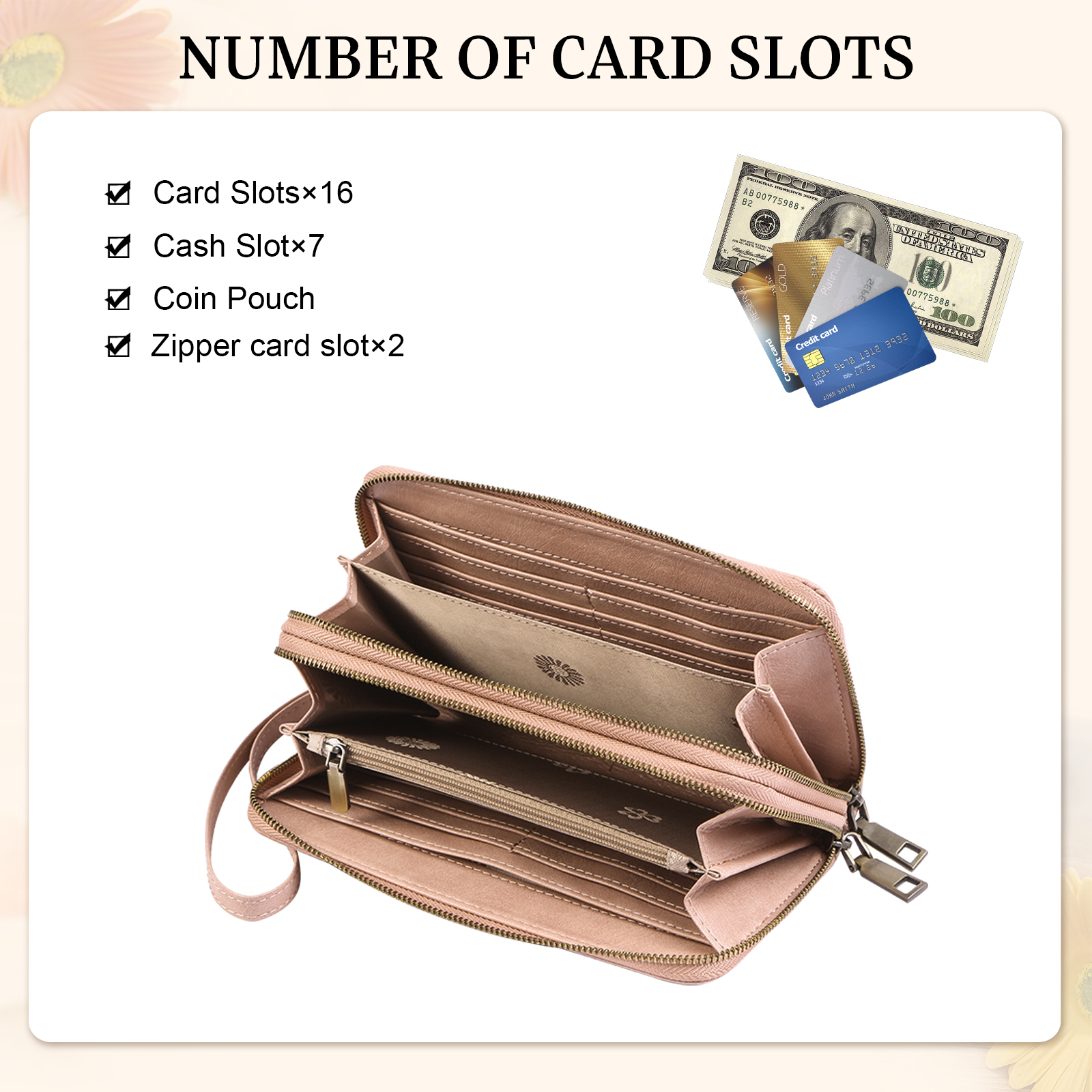 Personalisierte 1 Foto & Text PU-Leder Portemonnaie - Geldbörse für Damen