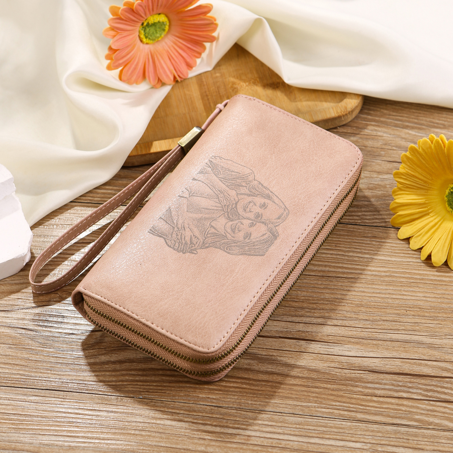 Personalisierte 1 Foto & Text PU-Leder Portemonnaie - Geldbörse für Damen