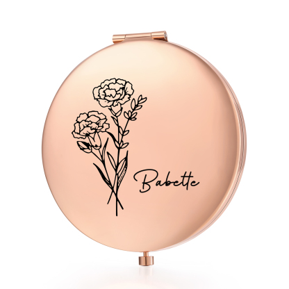 Personalisierter Name*Blume PU Leder Geldbörse & Name* Blume Kosmetikspiegel & Box Geschenkbox Set für Mama