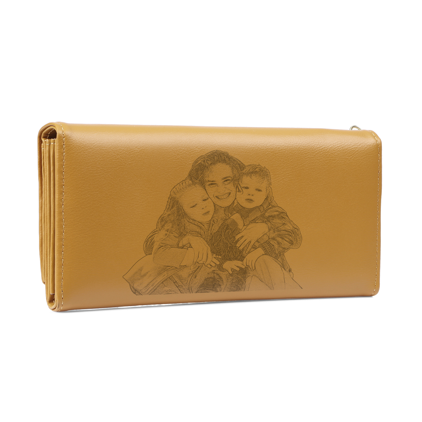 Personalisiertes Foto & 2 Namen & Muster Rosa/Blau/Gelb PU Leder Lange Portemonnaie Geldbörse-Die beste MAMA auf der Welt