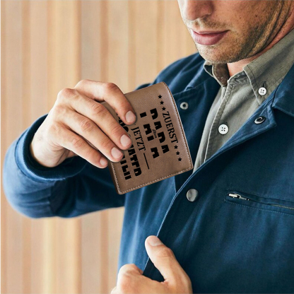 Herren Personalisierte 2-9 Namen & Foto- Leder Geldbörse - Zuerst Papa,Jetzt Großvater- Geschenk für Papa zum Vatertag