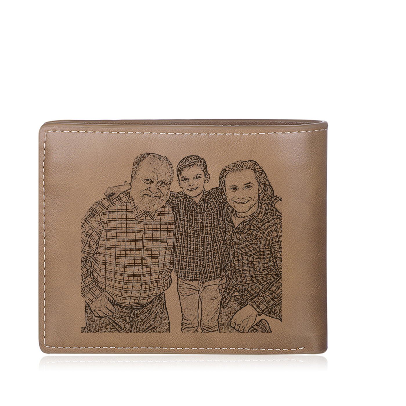 Herren Personalisierte 6 Namen & Foto- Leder Geldbörse - Zuerst Papa,Jetzt Großvater- Geschenk für Papa zum Vatertag