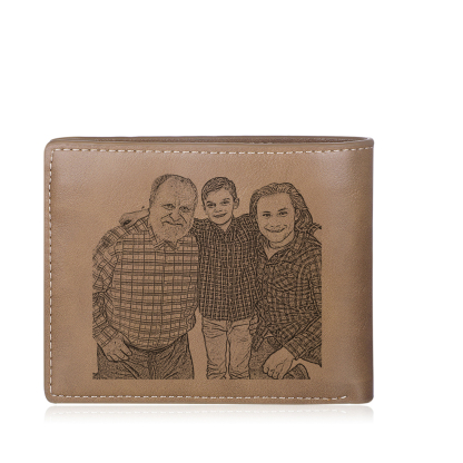Herren Personalisierte 6 Namen & Foto- Leder Geldbörse - Zuerst Papa,Jetzt Großvater- Geschenk für Papa zum Vatertag