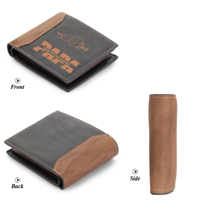 Herren Personalisierte 2-7 Namen & Text- Papa Leder Geldbörse mit Faust-- Geschenk für Papa zum Vatertag