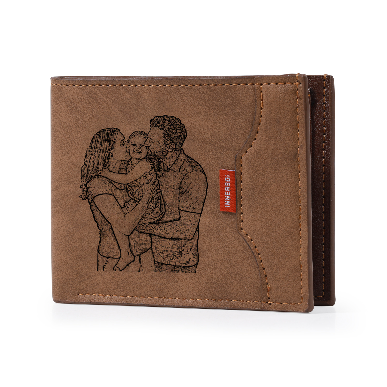 Personalisierte Herren Geldbörse aus PU‑Leder, individuell mit Foto, Kalender oder Namensgravur