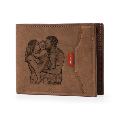 Personalisierte Herren Geldbörse aus PU‑Leder, individuell mit Foto, Kalender oder Namensgravur