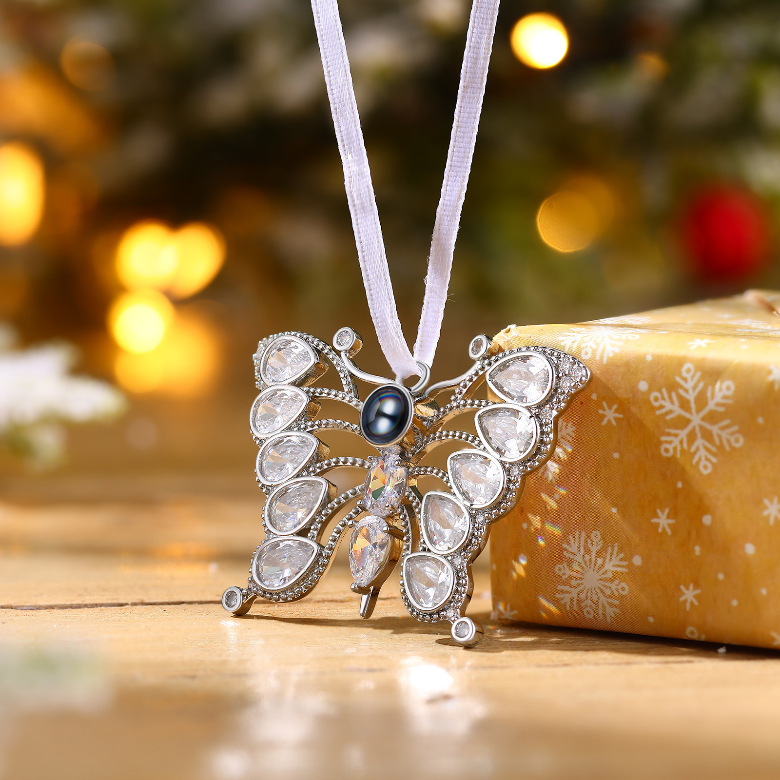 Schmetterling Kristall Personalisiertes-Foto-Projektionsanhänger zu Weihnachten, Christbaumanhänger, Weihnachtsanhänger, Ornament