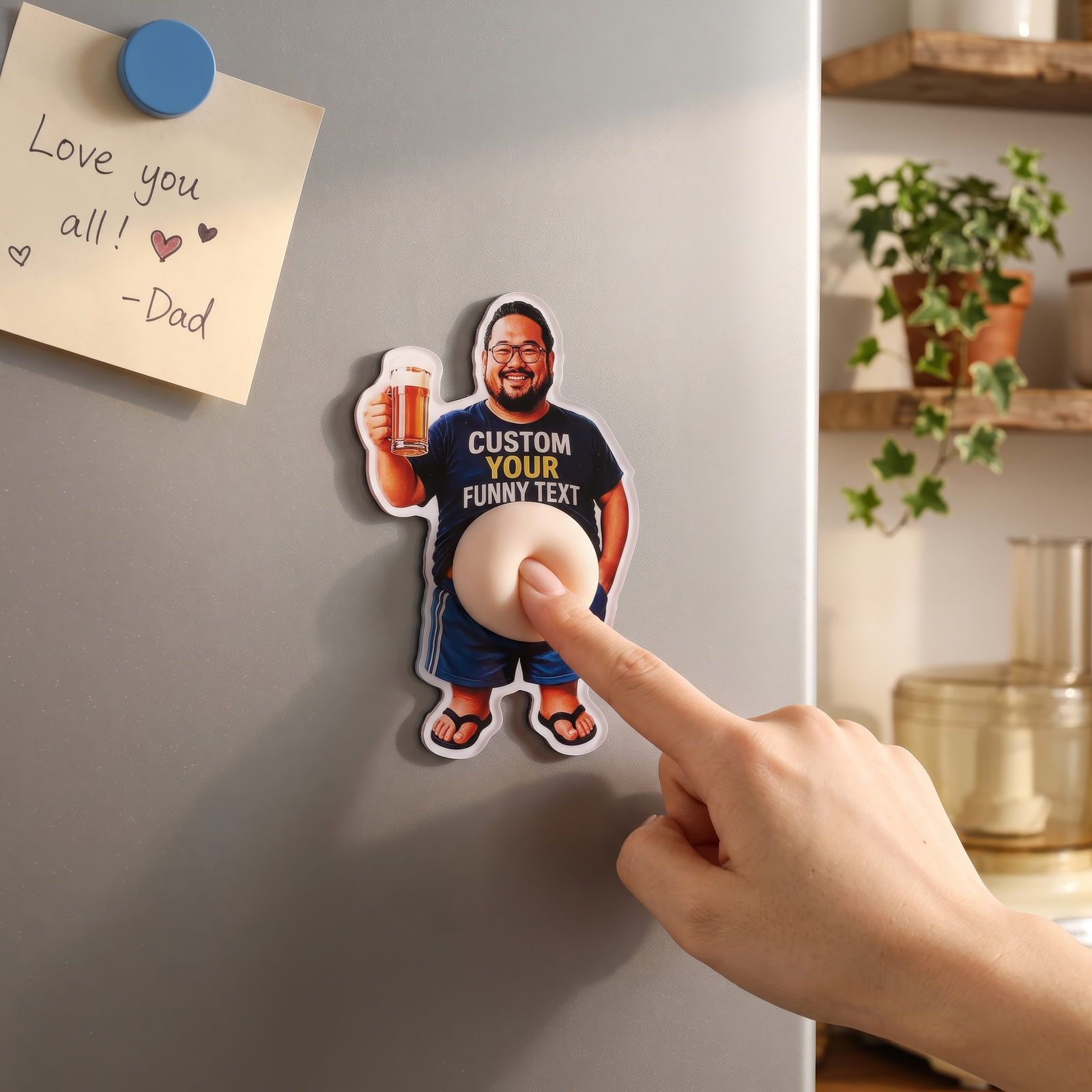 Personalisierter Kühlschrankmagnet mit Foto im Dad-Bod-Design witziges Geschenk für Papa