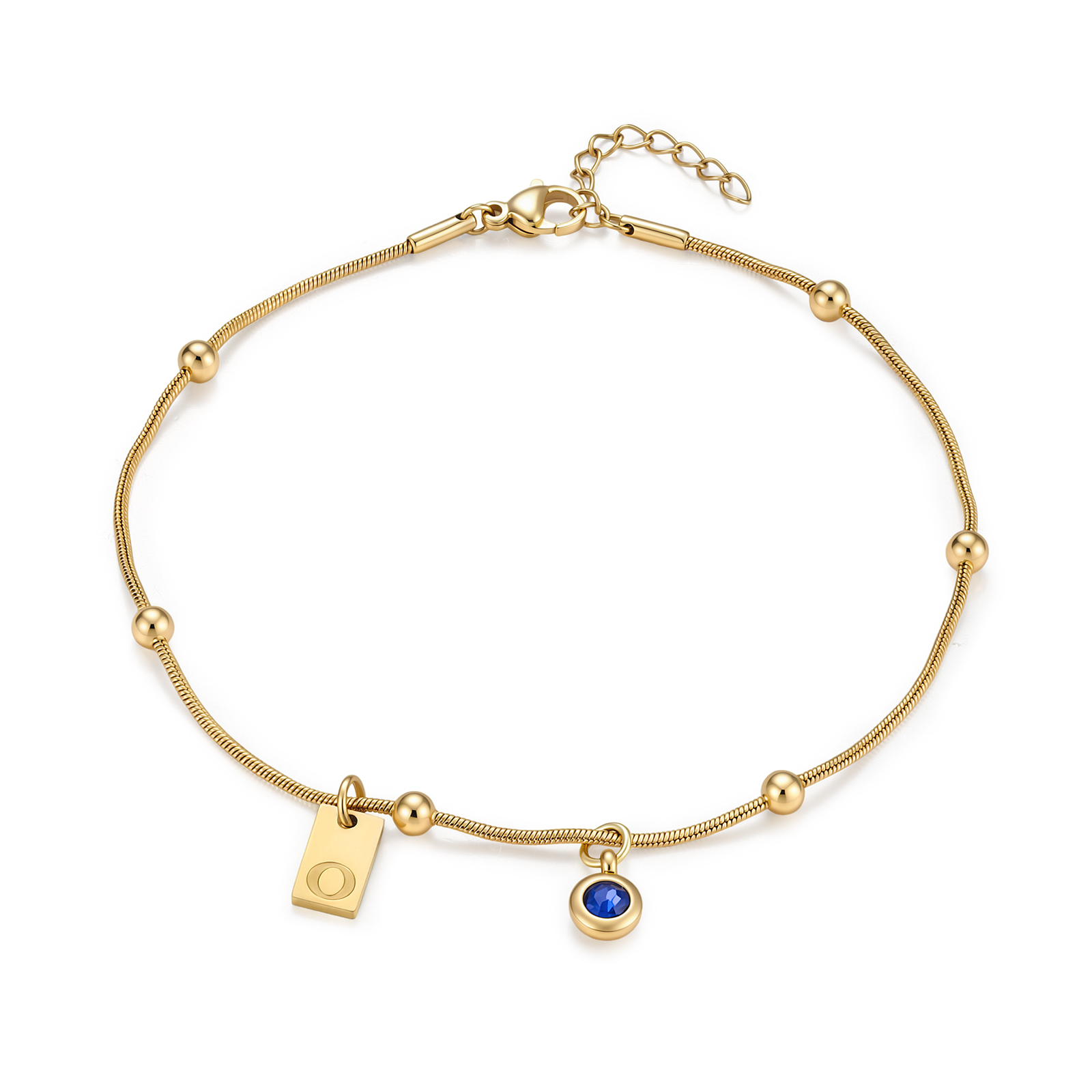 Personalisiertes Fußkettchen mit Initiale und Geburtsstein minimalistisches Sommer Armband