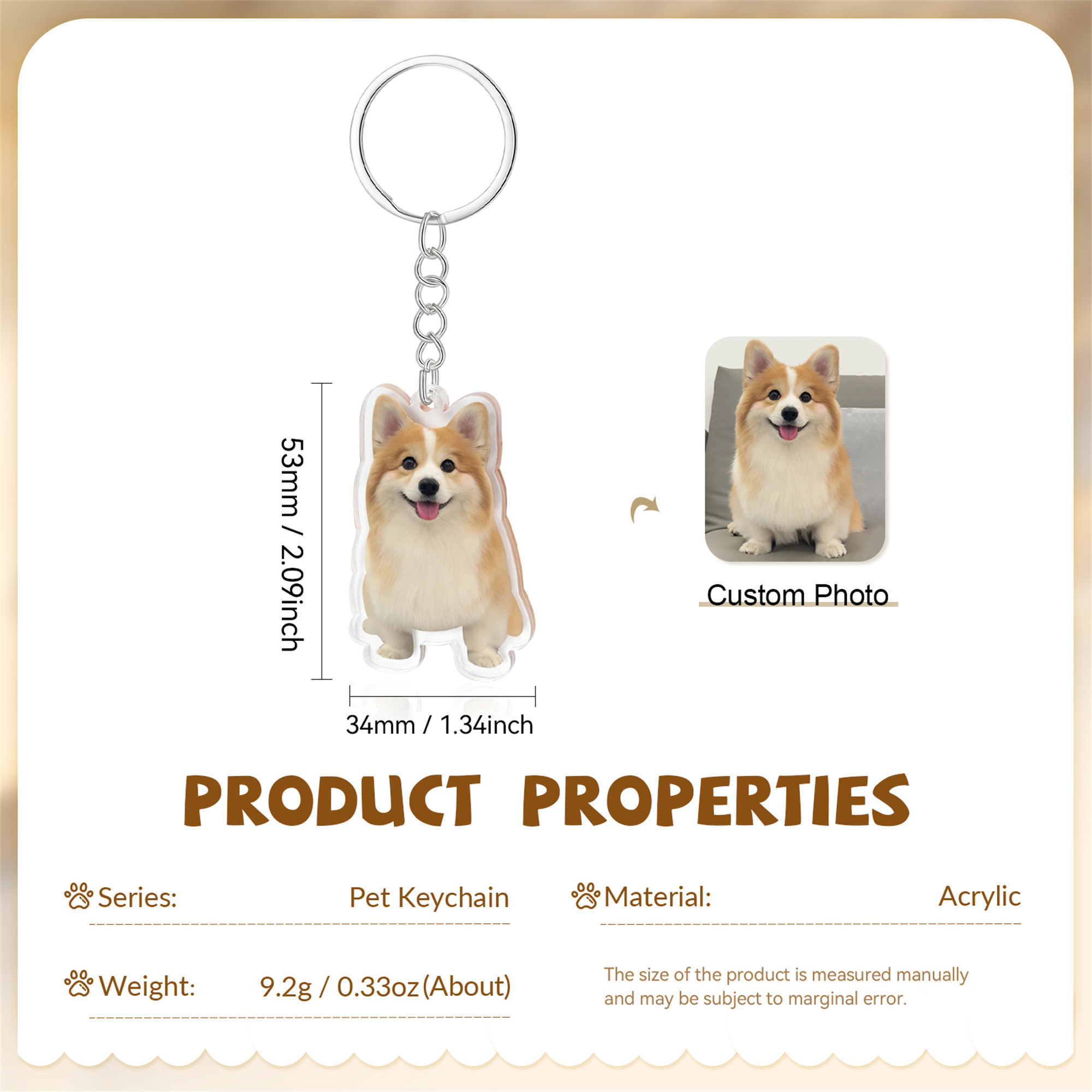 Personalisierter Acryl-Schlüsselanhänger mit Haustierfoto – Individuelles Geschenk für Haustierfreunde