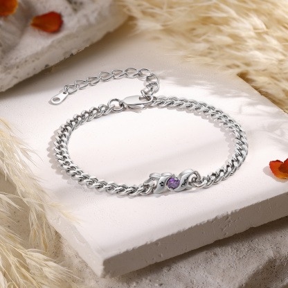 Personalisiertes Cuban Link Armband mit 1–5 Namen und Geburtssteinen