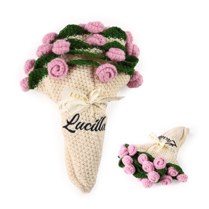 Handgemachter Häkelblumenstrauß personalisierbare Name Decke- Geschenk für Mama/Oma/Tochter