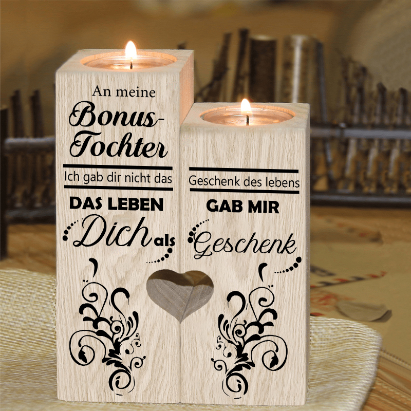 Für meine Bonustochter Kerzenhalter-Set aus Holz
