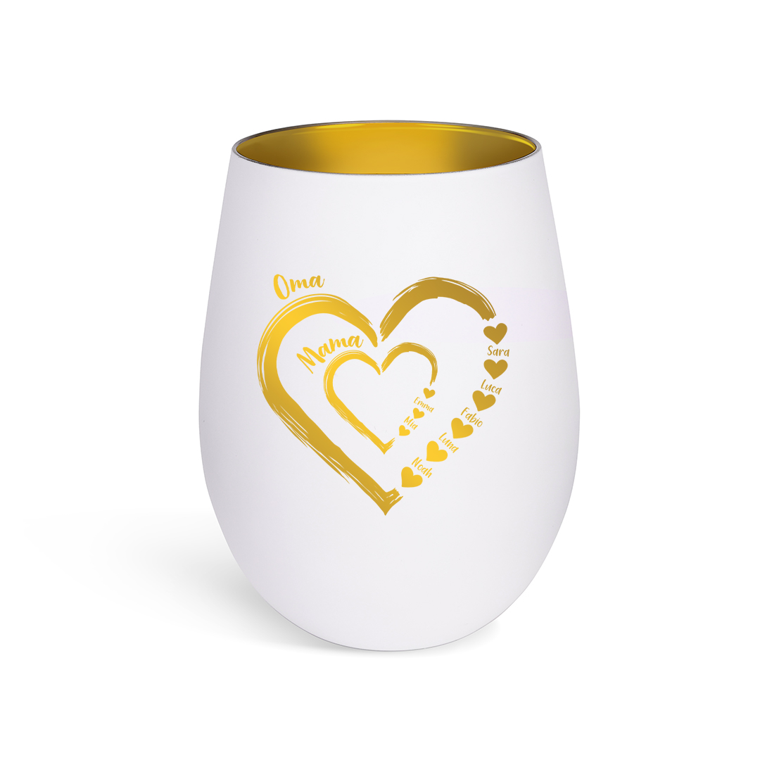 Personalisierter Kerzenhalter aus Glas mit 2–18 Vornamen Familiengeschenk für Oma oder Mama