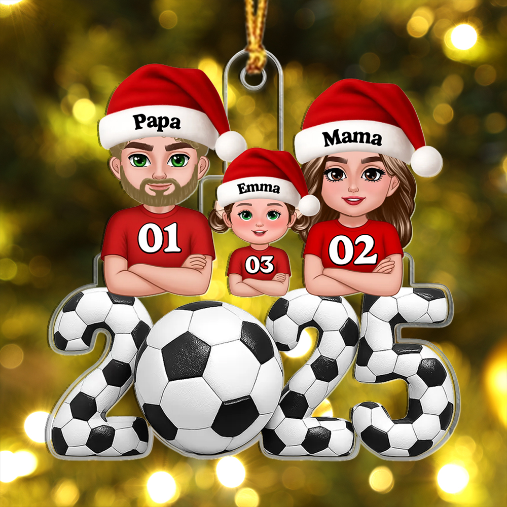 Personalised Family Football Christmas Ornament 2025