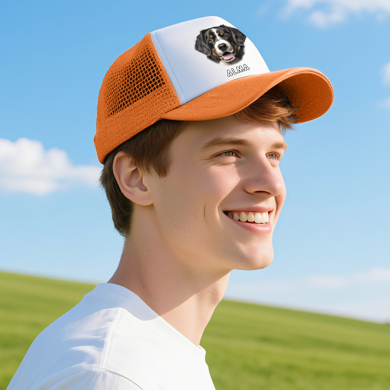 Personalisierte Mesh-Trucker-Cap mit Foto & Namen – Geschenk für Hundebesitzer und Tierliebhaber