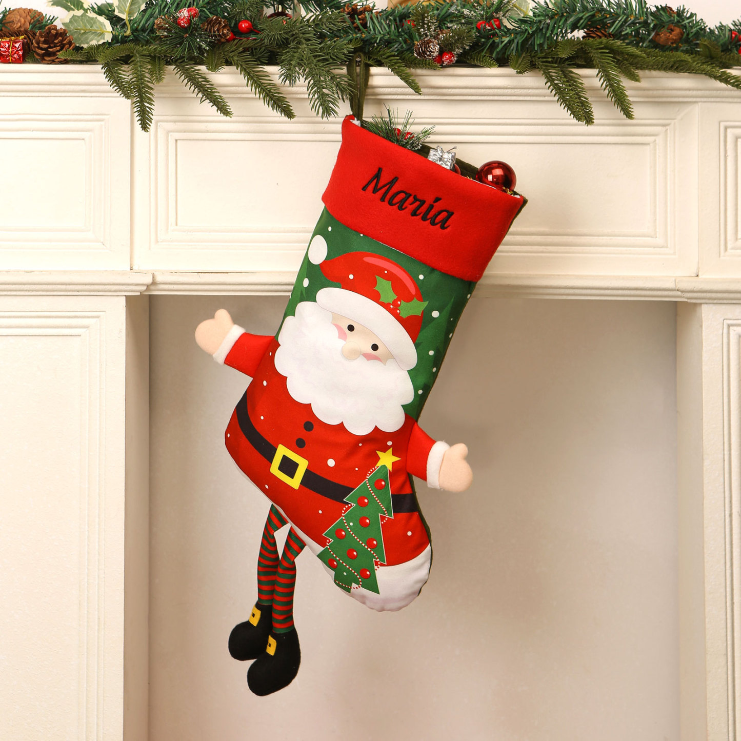 Weihnachtsstrumpf personalisiert Name Farbe Schrift wählbar Schneemann groß Geschenk zu Weihnachten für Kinder Eltern Paare Freunde | Kettenmachen