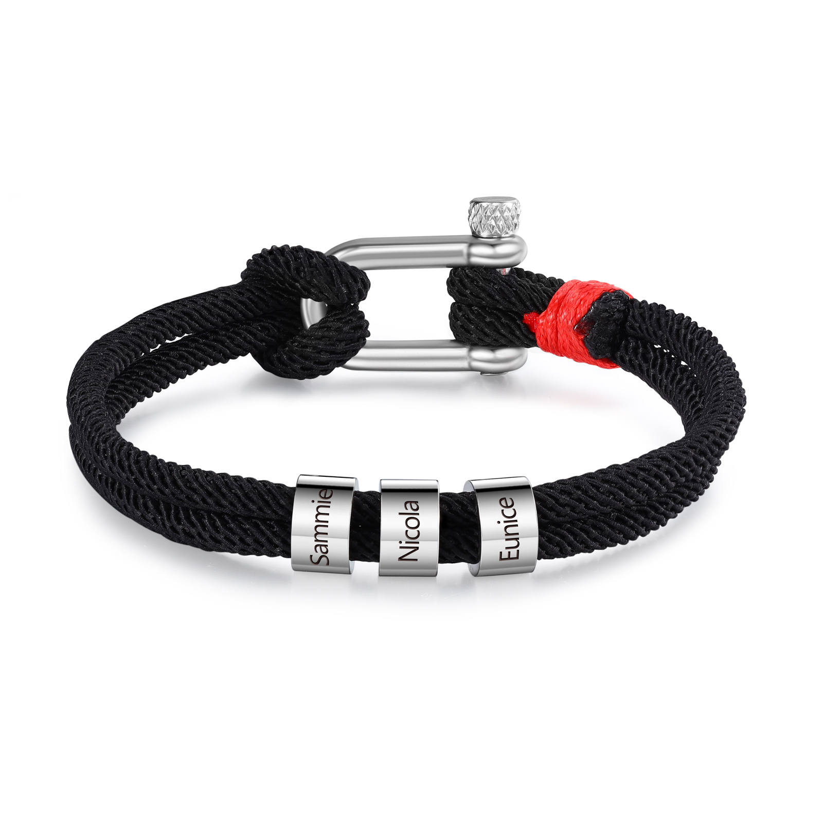 Personalisiertes maritimes Herrenarmband aus geflochtenem Tau mit Ankerverschluss