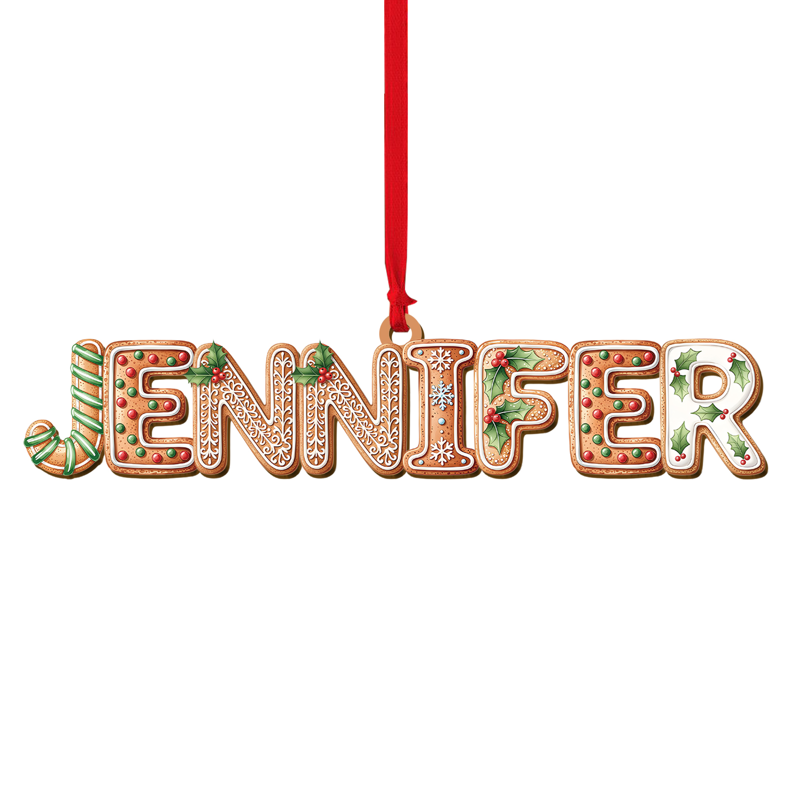 Personalisierter Lebkuchen-Namens-Weihnachtsbaumsanhänger