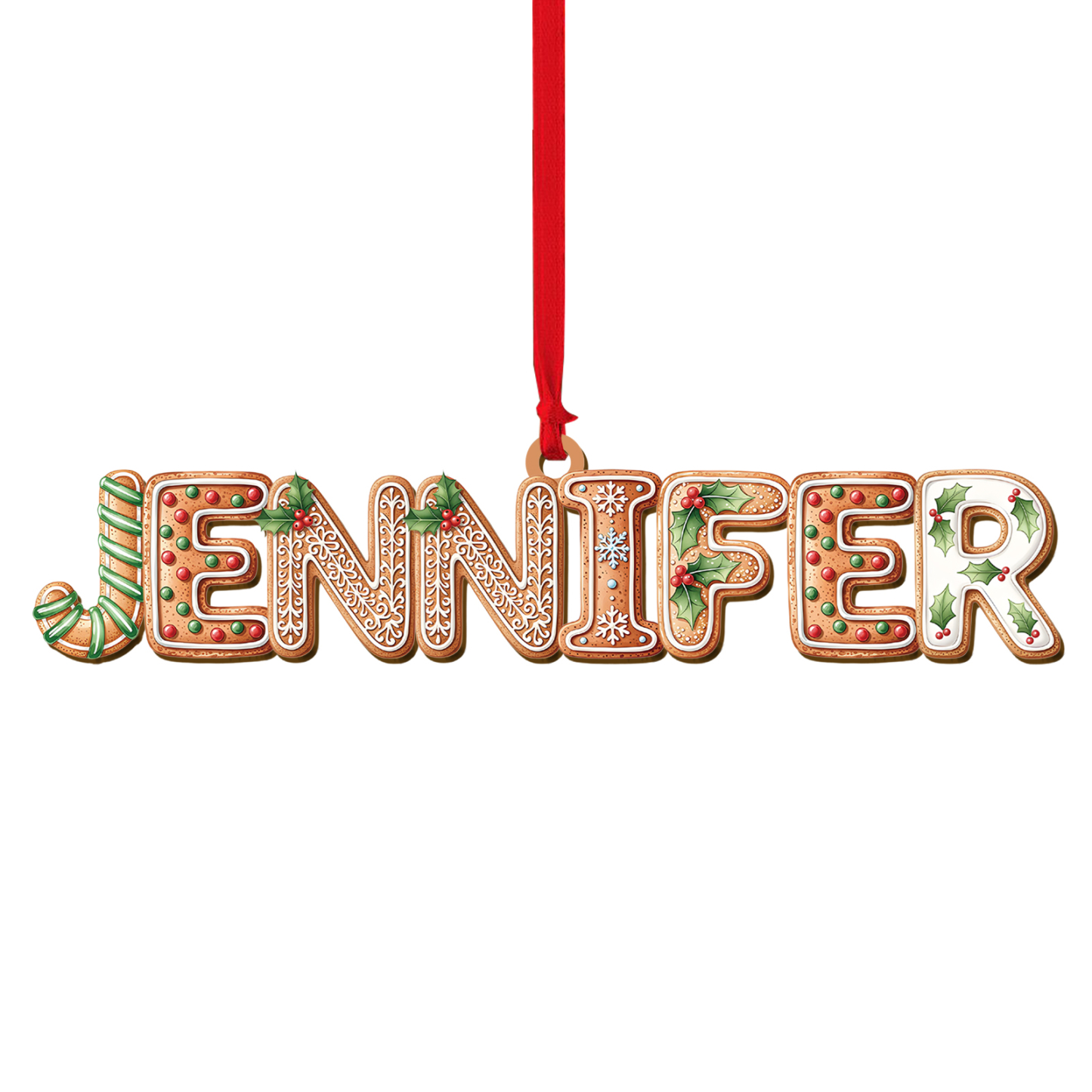 Personalisierter Lebkuchen-Namens-Weihnachtsbaumsanhänger