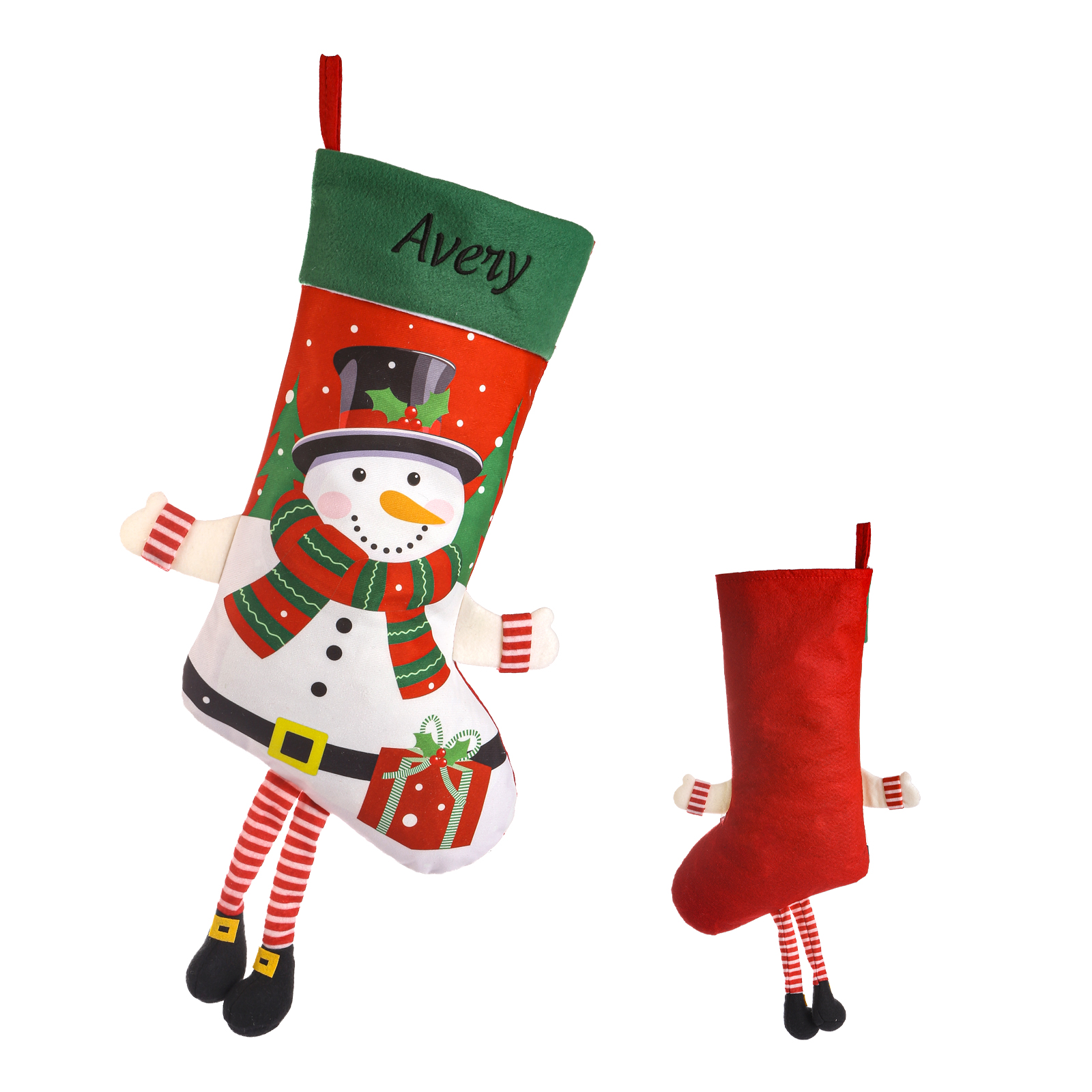 Personalisierte niedlich Übergroßer Plüsch-Weihnachtsstrumpf mit Namen, 3D-Beine