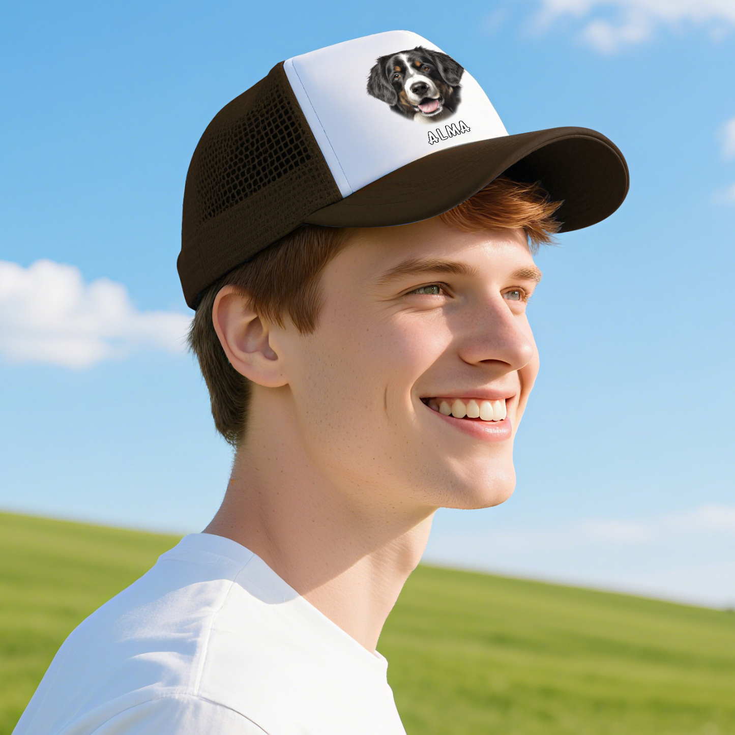 Personalisierte Mesh-Trucker-Cap mit Foto & Namen – Geschenk für Hundebesitzer und Tierliebhaber