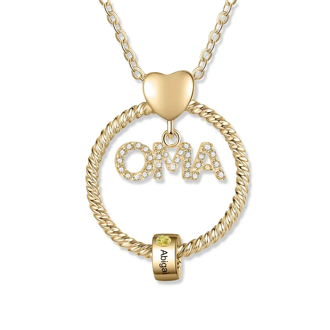 Personalisierte 1-5 Namen Gravur "MAMA"/MOM/OMA Halskette mit 2 Geburtssteinen