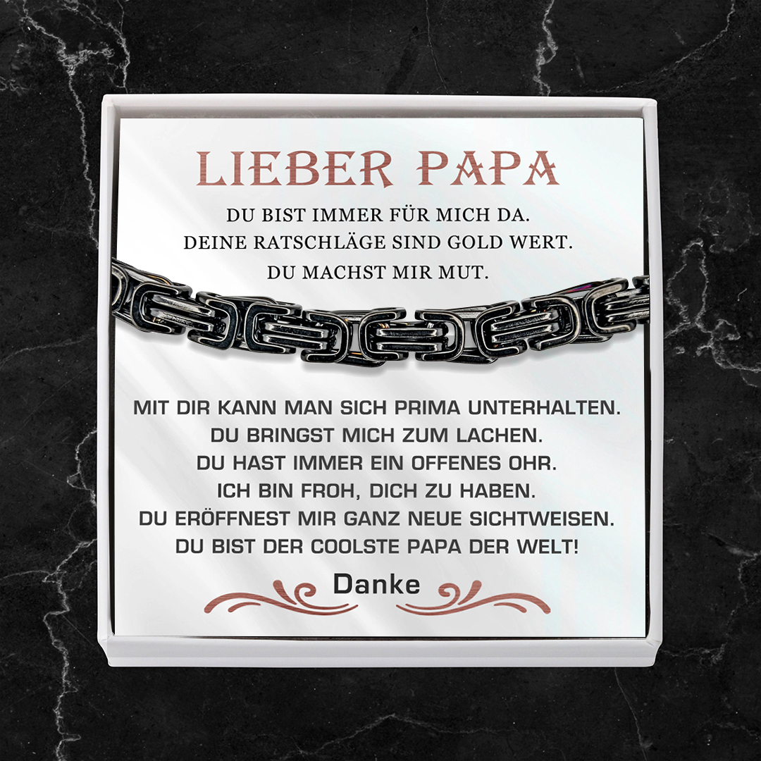 Herren Edelstahl Armband- Liebe Papa Du bist der coolste Papa der Welt-Geschenk mit Nachrichtenkarte