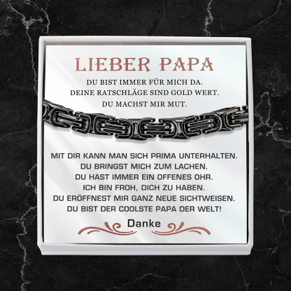 Herren Edelstahl Armband- Liebe Papa Du bist der coolste Papa der Welt-Geschenk mit Nachrichtenkarte