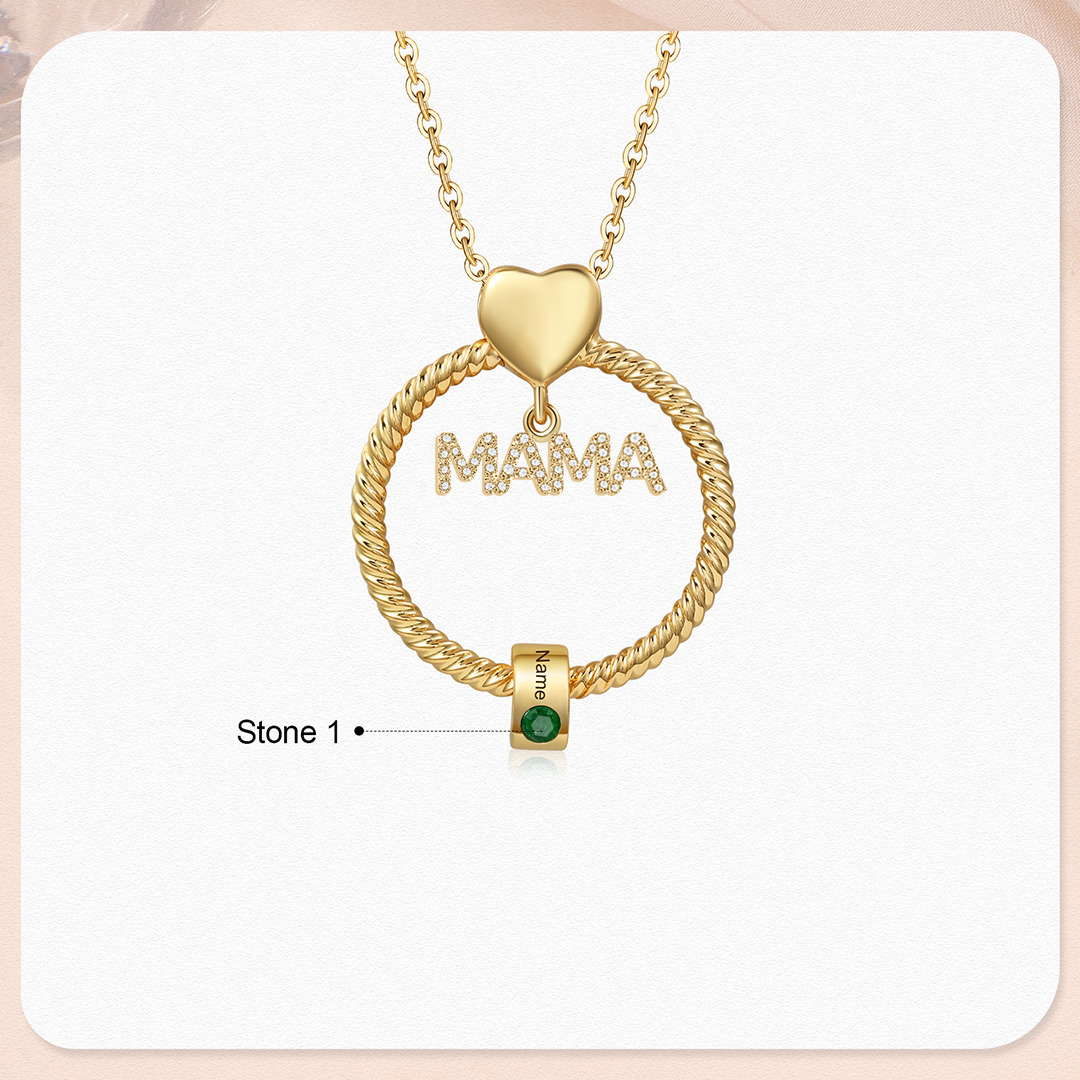 Personalisierte 1-5 Name Gravur MAMA Halskette mit 1-5 Geburtsstein