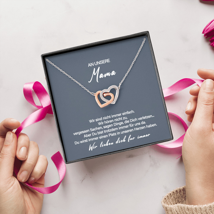 925 Sterling Silber Halskette - An Unsere Mama - Muttertag Geschenk mit Nachrichtenkarte 