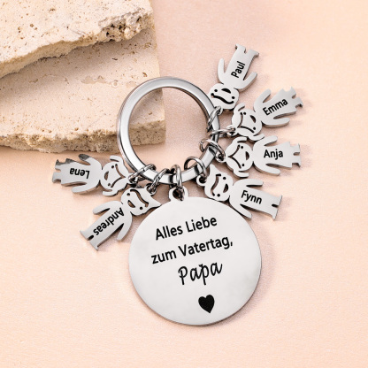 Gravur 6 Namen & Wunschtext Familie Schlüsselanhänger - Dieser Vater ( oder Mutter, Opa, Oma, usw. ) Gehört zu ...