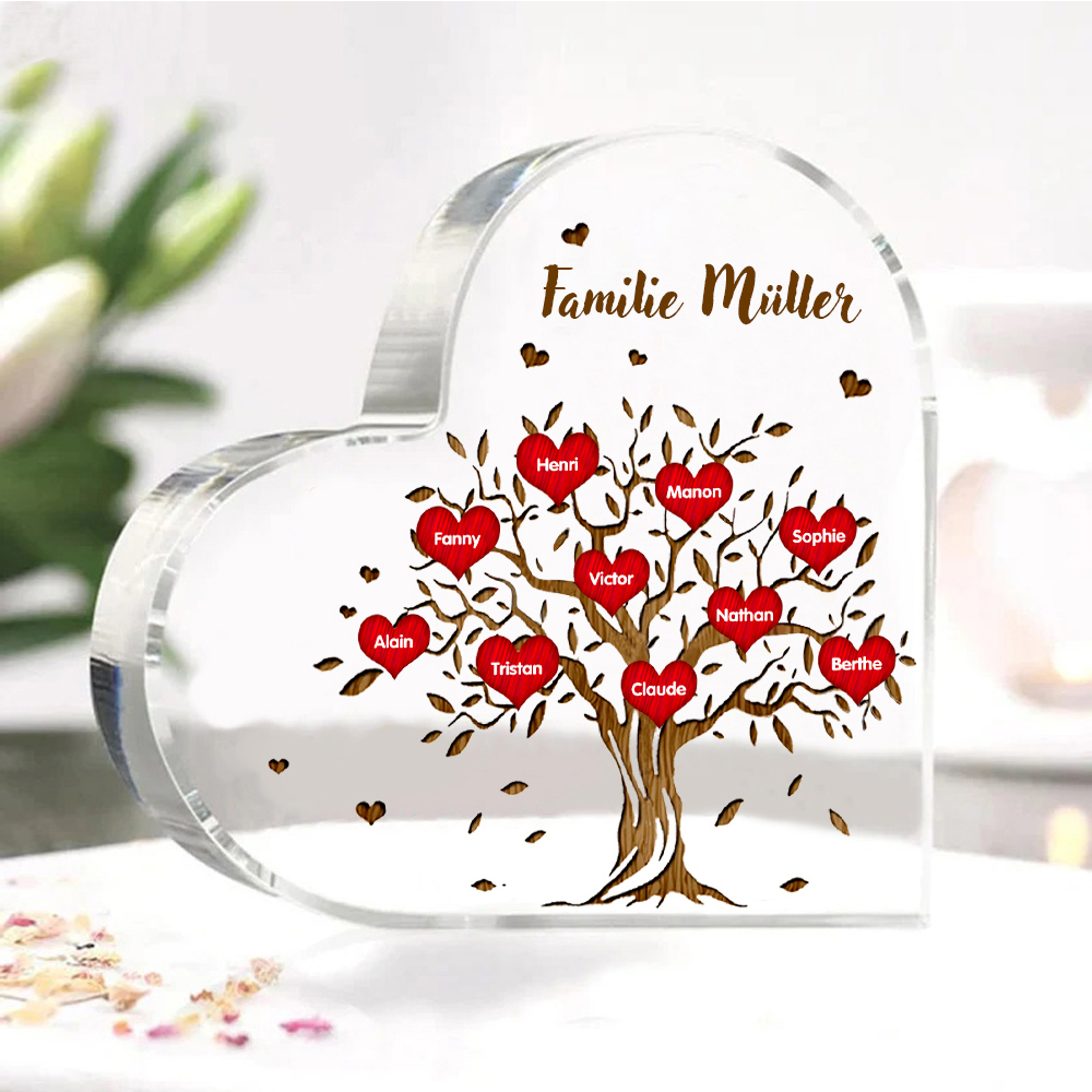 Personalisierte 10 Namen & Text Familienstammbaum Acryl-Deko-Schreibtischdekoration für Familie