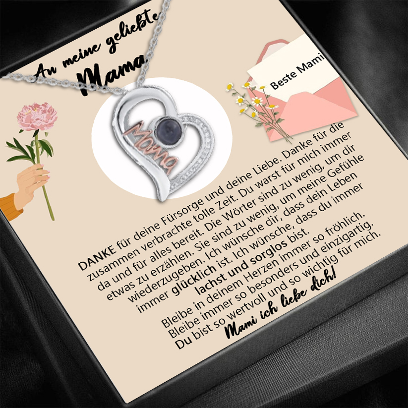 Personalisiertes Foto Herz Projektion Mama Halskette-An meine geliebte Mama-Geschenk mit Nachrichtenkarte 