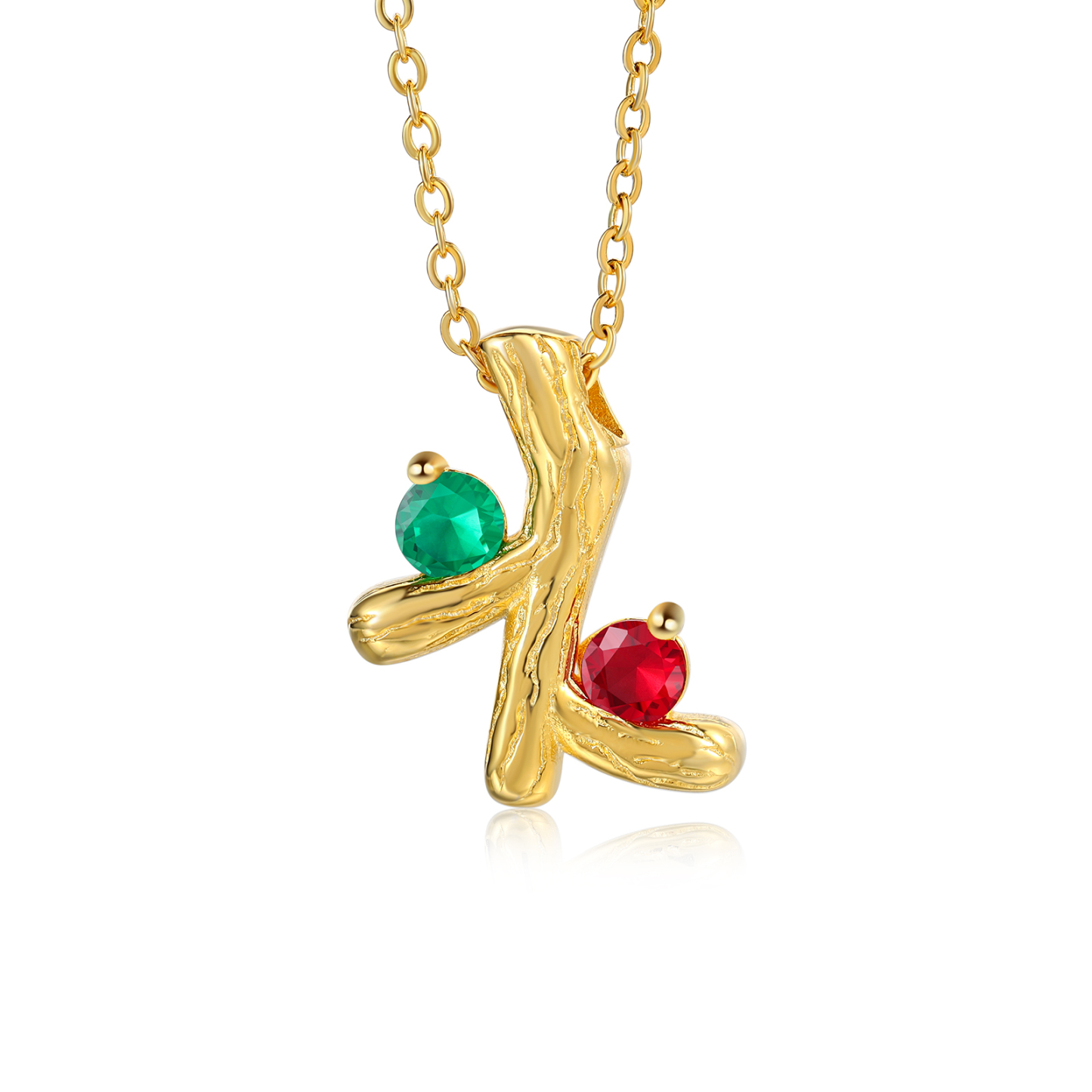 Personalisierte 2 Geburtssteine Zweig Halskette für Großmutter