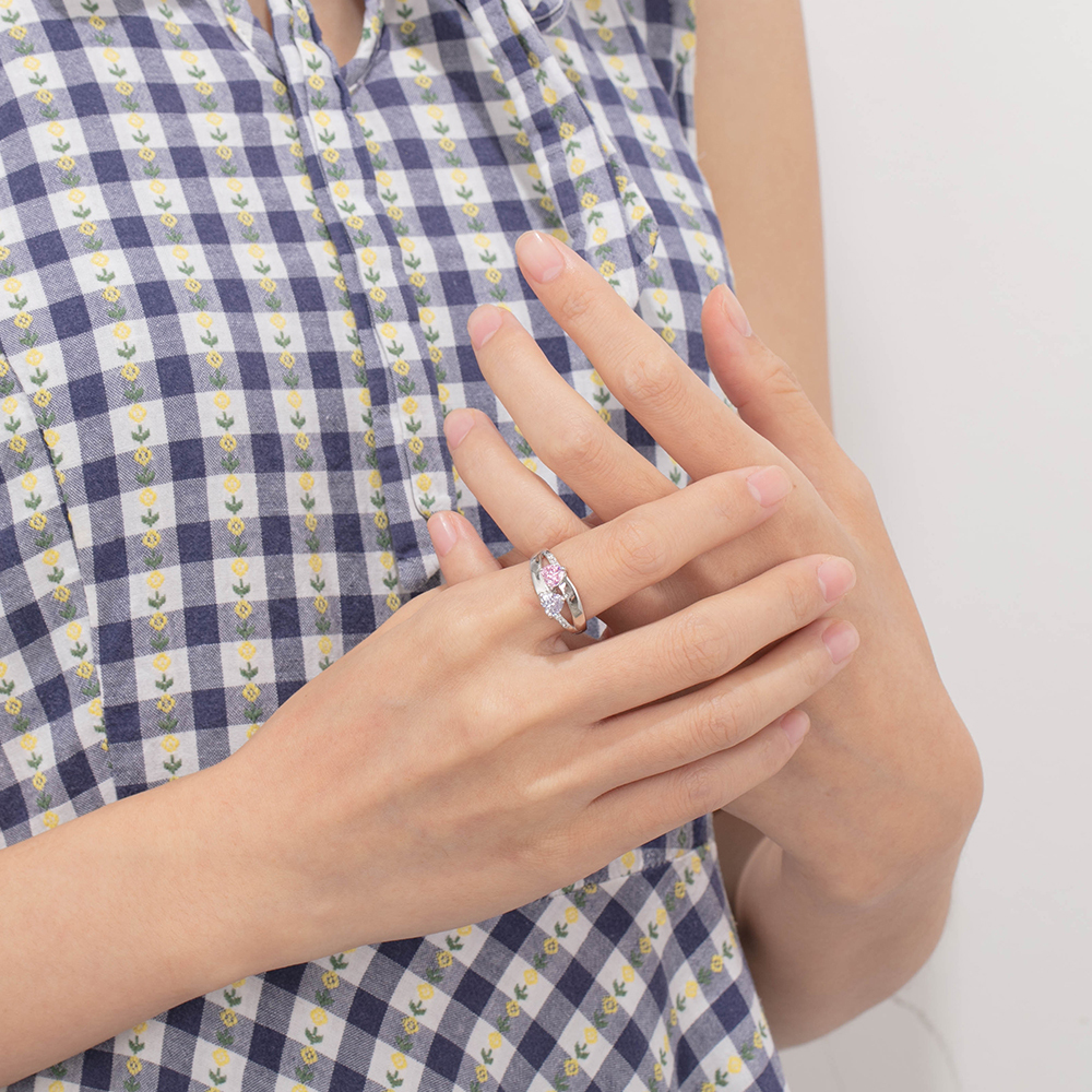 925 Sterling Silber Ring mit 2 Namen und 2 Geburtssteinen mit Gravuren