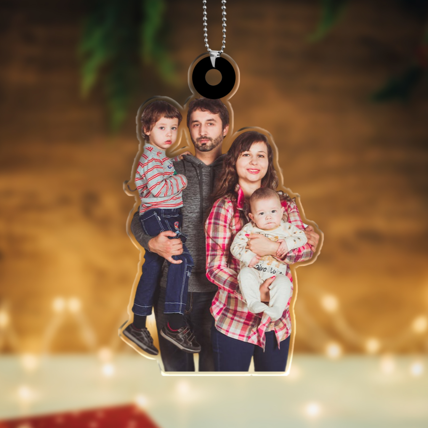 Acryl Weihnachtsornament-Personalisiertes Foto Familie Ornament/Schlüsselanhänger mit Schlüsselring