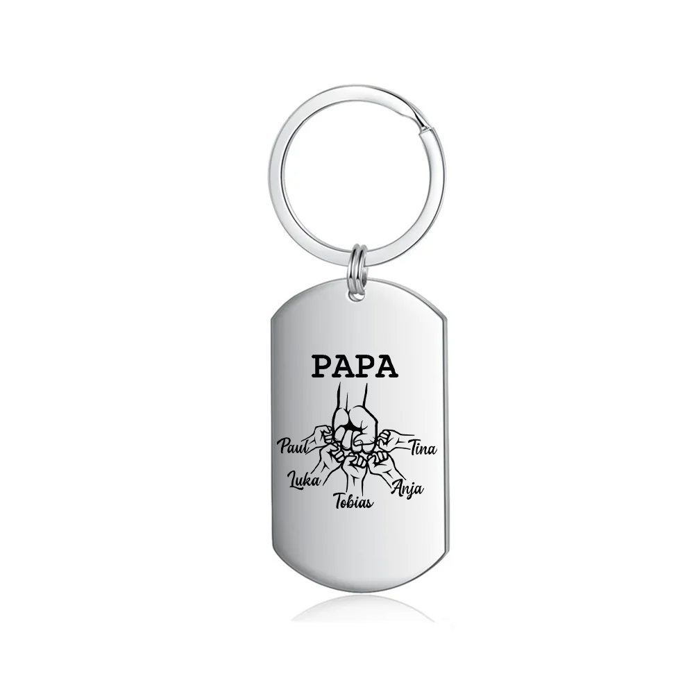 Personalisierbarer 5 Namen Papa/Opa Faust Schlüsselanhänger-Lieber Papa/Opa du hast ja bereits uns-Geschenk für Vater Vatertag