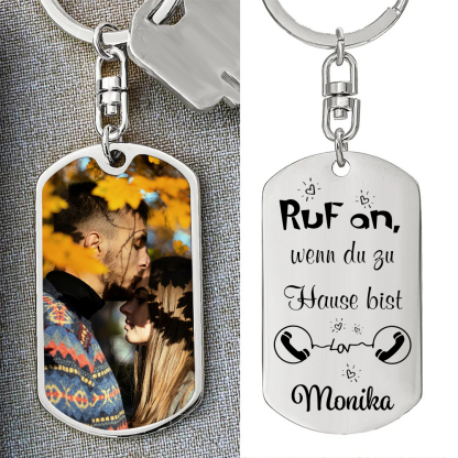 Personalisierbares Foto & Name Paar Schlüsselanhänger-Ruf an, wenn du zu Hause bist-Geschenk für Paare