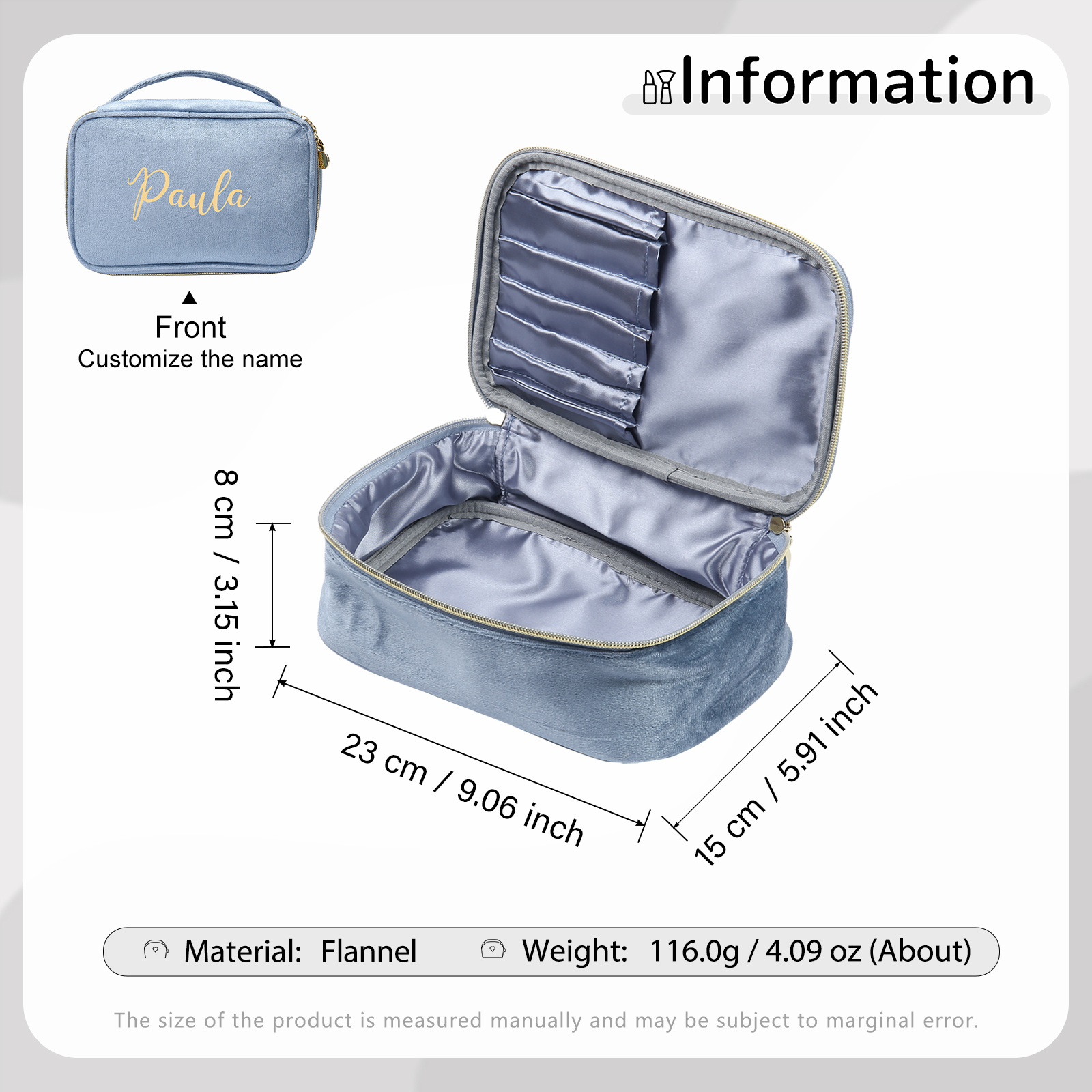 Personalisierter 1 Name Flanell tragbar Schminktasche