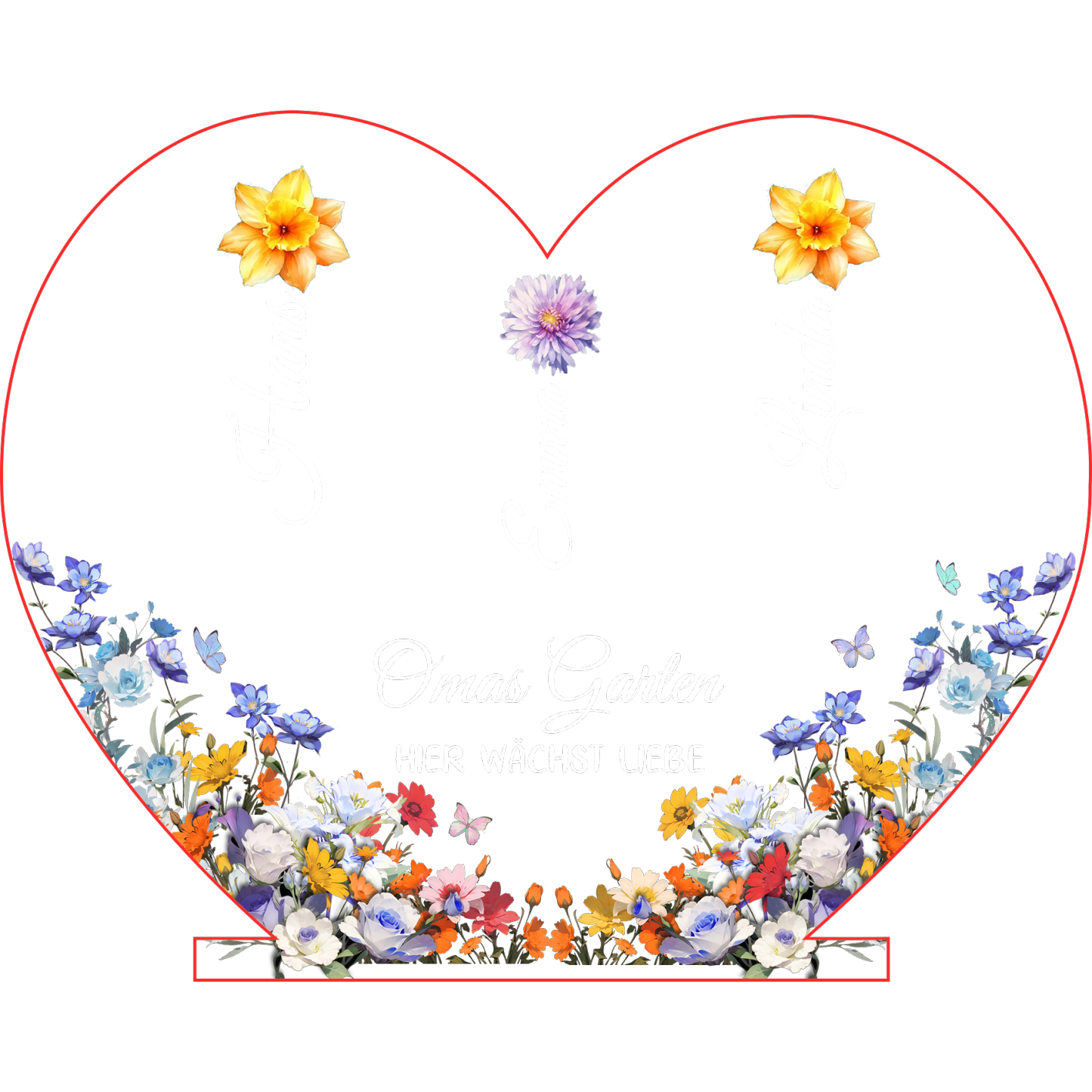 Personalisierte 1-8 Namen & Blumen Herz Omas Garten Nachtlicht Geschenk für Großmutter zum Muttertag